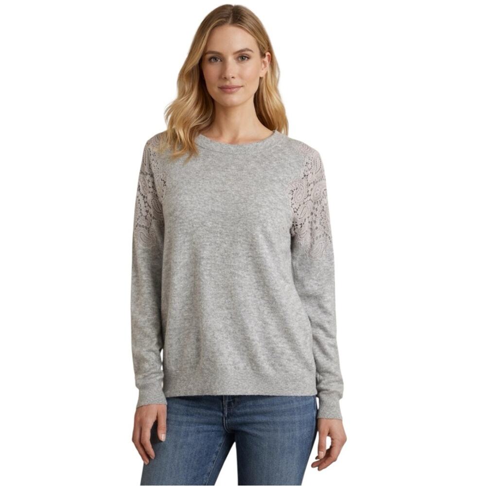 Ted Baker Tae Lace Detail Wool Sweater in Light Grey 3 / M